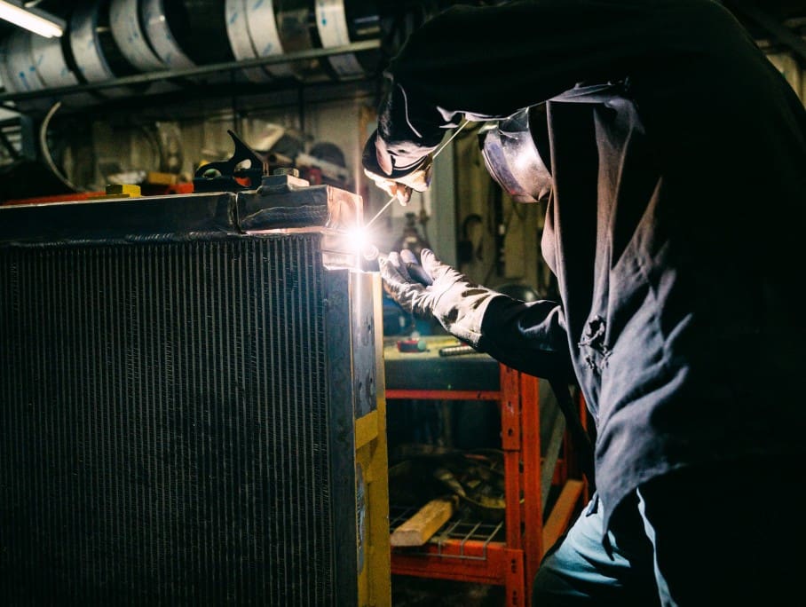 Welding a heat exchanger